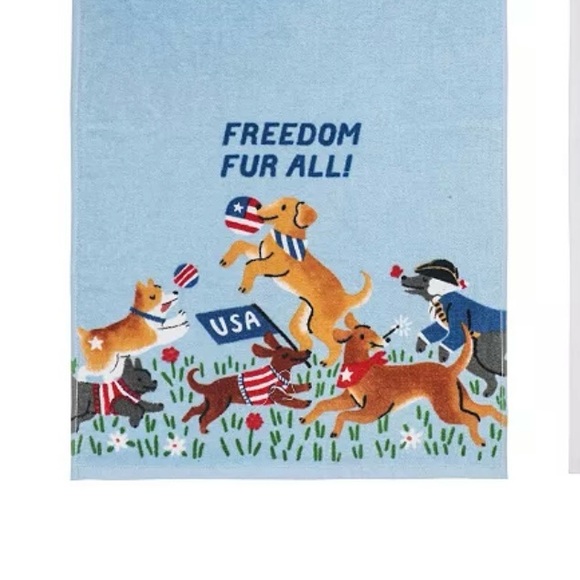 Set of 2 Freedom Fur All Puppy Dogs Celebrating America Kitchen Towels USA - Picture 2 of 6
